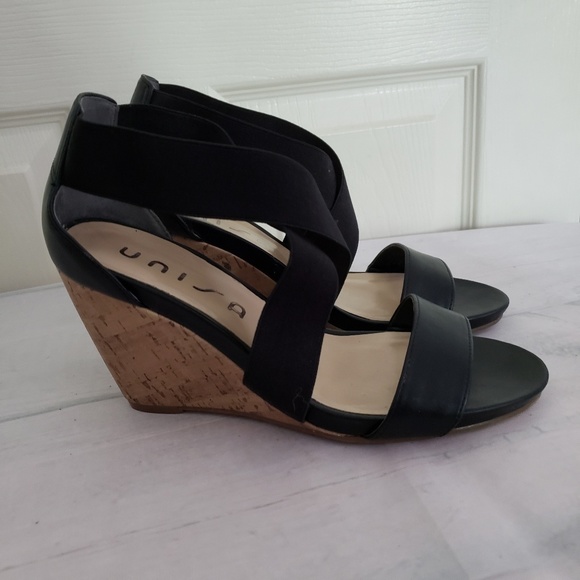 unisa black wedge sandals